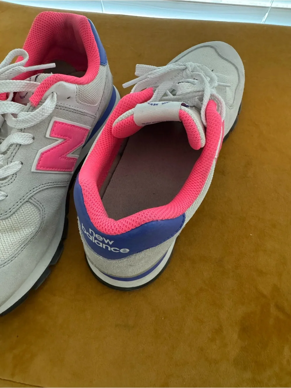 New Balance Light Gray with Hot Pink Accent Sneakers
